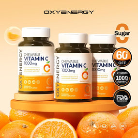 Oxyenergy Chewable Vitamin C,For Immunity Enhancement,Pigmentation Prevention,Antoxidant Support,1000Mg High-Content,100 Tablets/Bottle